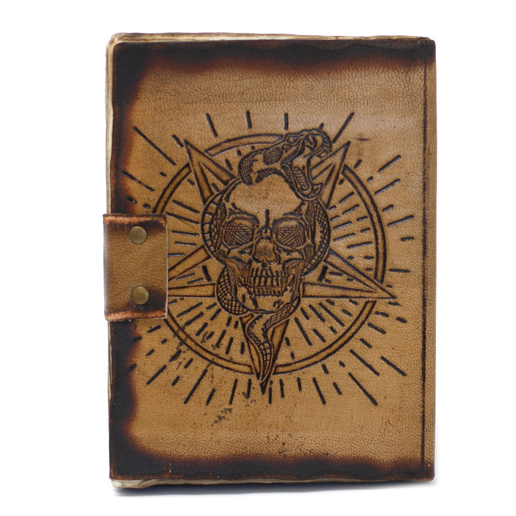 Leather Pentagon & Skull Notebook, Burnt Edge – 13x17.5 cm – view 9