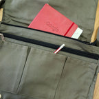 Cotton Canvas Laptop Messenger Bag - Olive