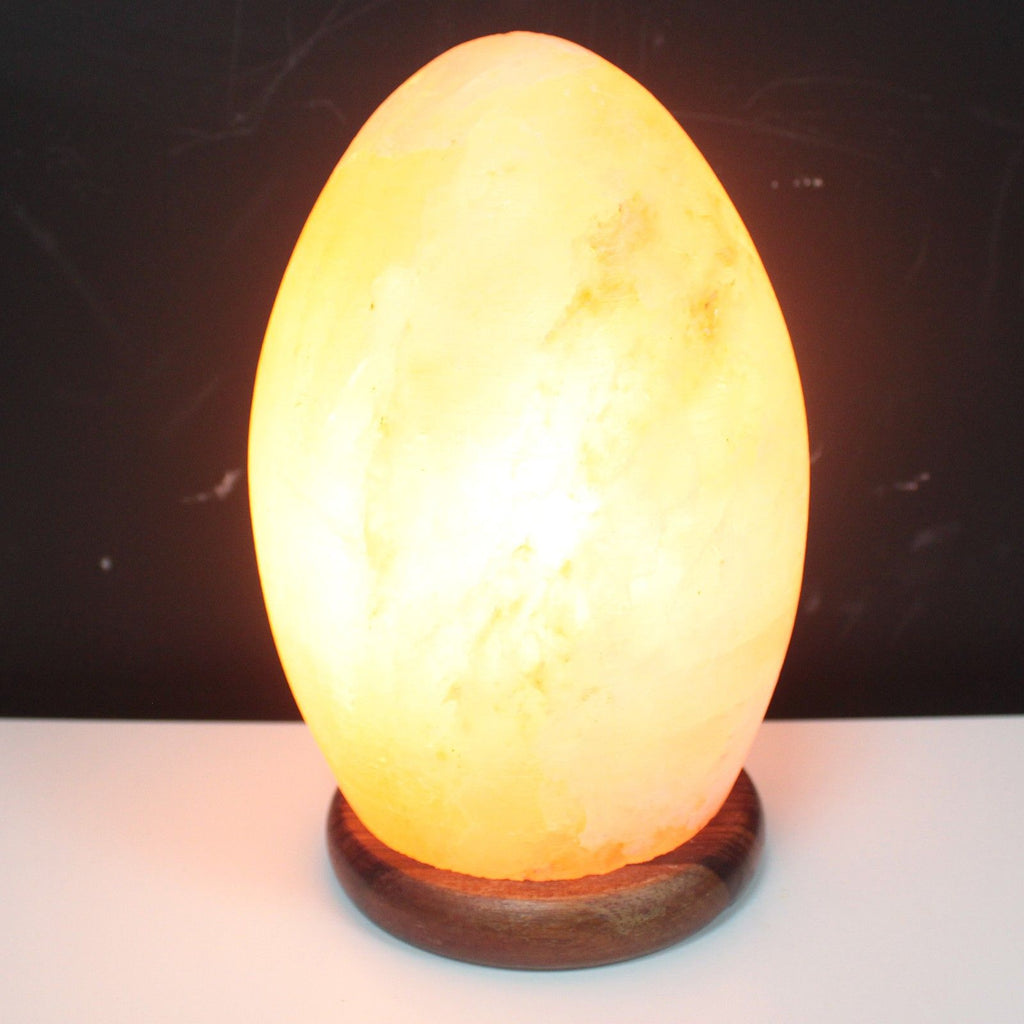 Himalayan Salt Lamp Egg on Wooden Base – view 2