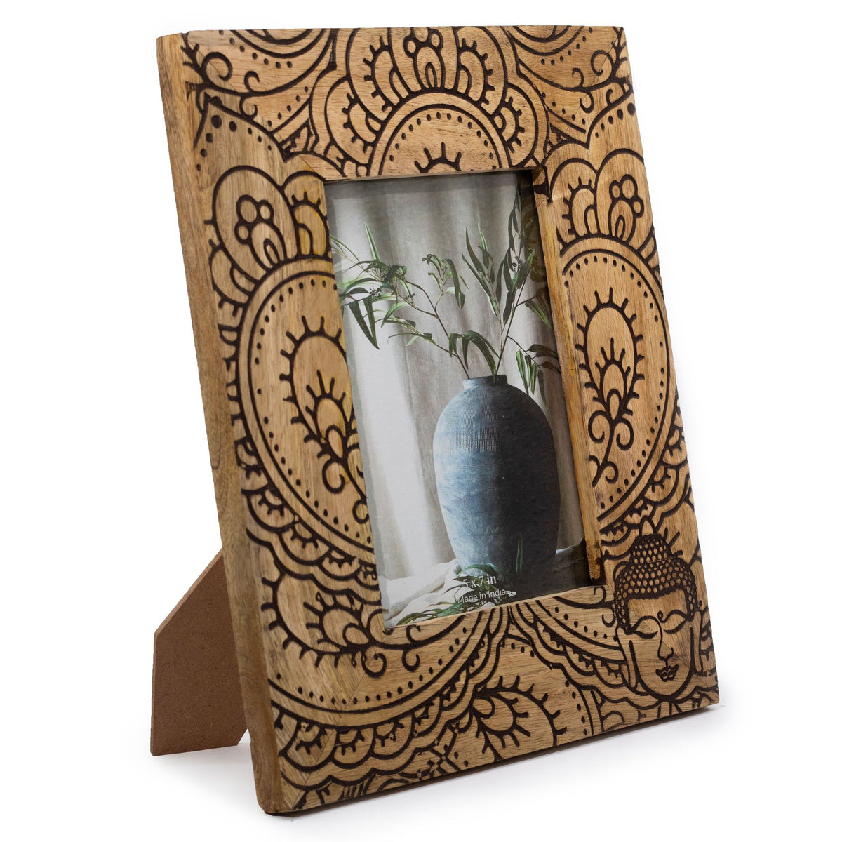 Large Mango Wood Picture Frame, Buddha, Black