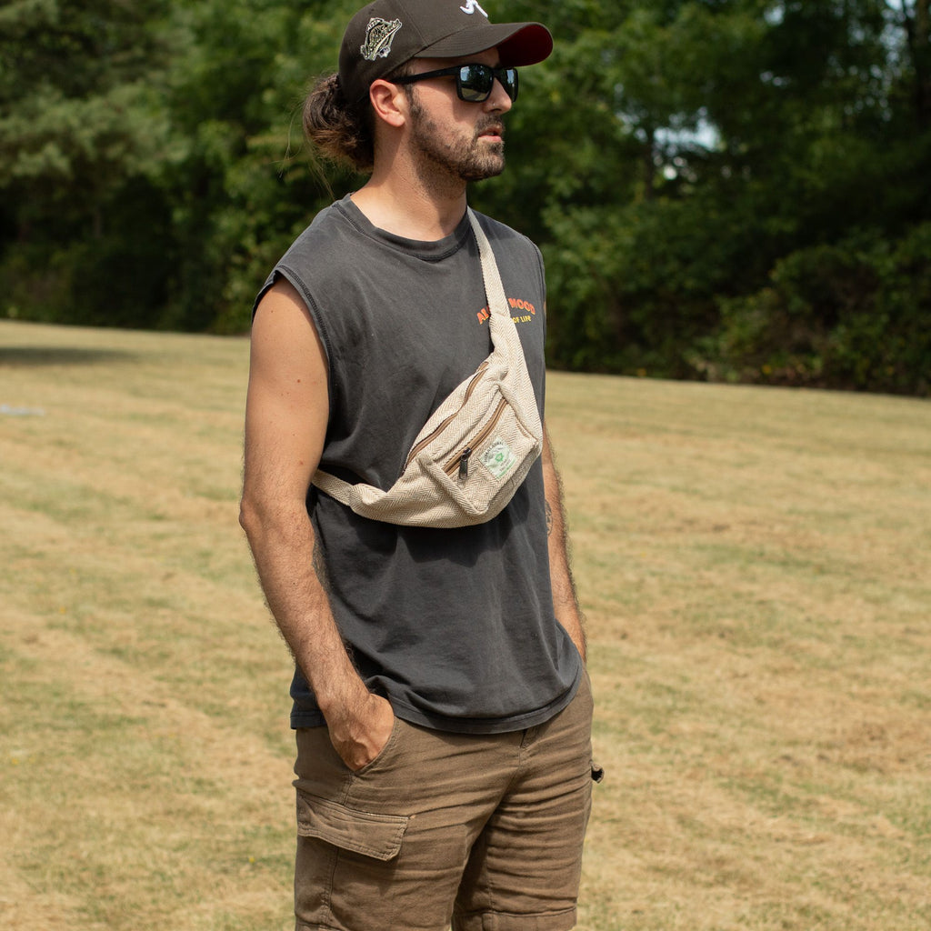 Cotton Hemp Style Belt (or Fanny) Bag - Natural – view 6
