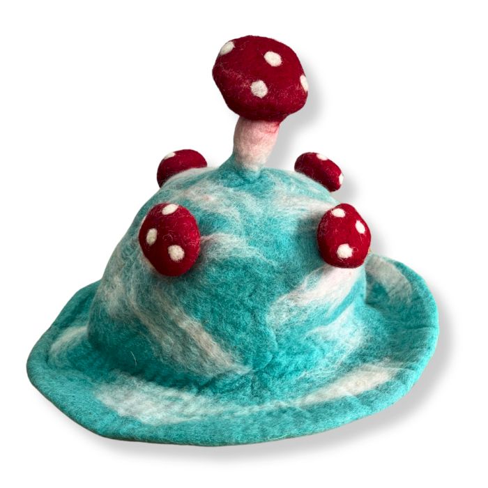 Felted Wool Mushroom Hat - Lost in a Sky Blue – view 3