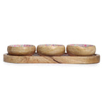 Mango Wood Tray with 3 Bowls - Floral Pattern – view 6