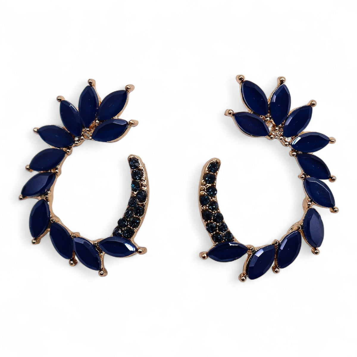 Nymph Royal Blue Loop Vintage Glass Earrings