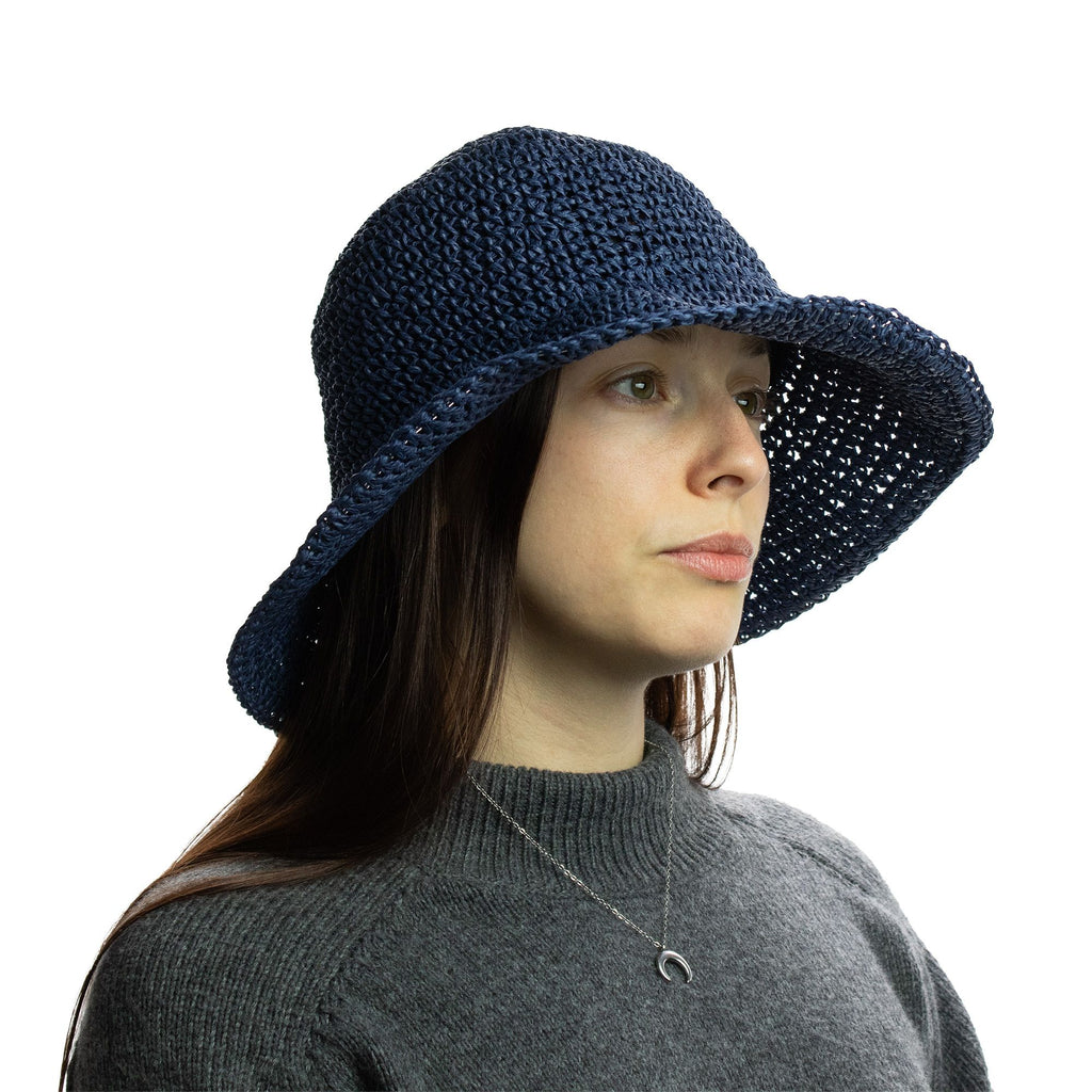 Nomad Sari Floppy Straw Sun Hat - Navy Blue – view 3