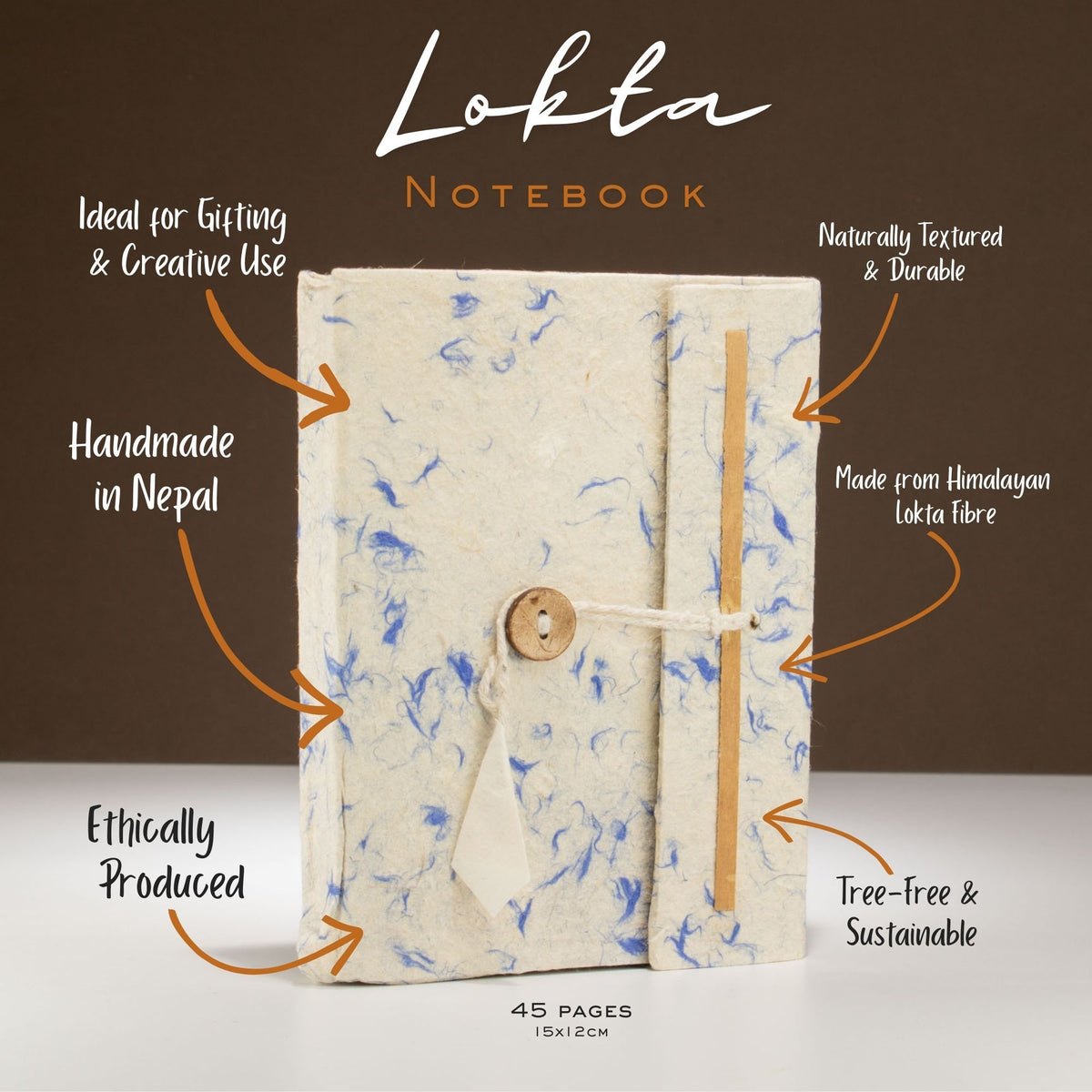 Lokta Blue Cotton Fleck Notebook – Medium – view 5