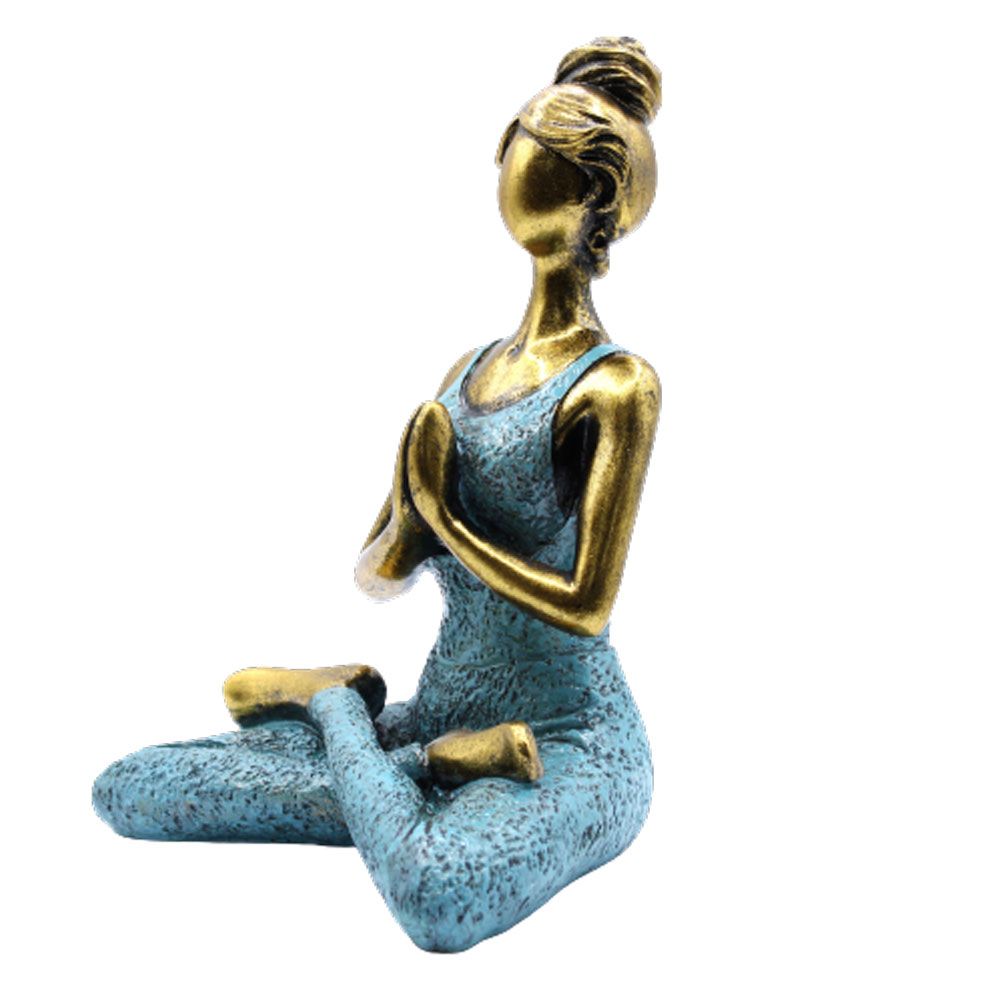 Yoga Lady Figure, Bronze and Turquoise, 24 cm – view 4