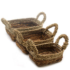 Banana Leaf & Seagrass Square Baskets, Set of 3