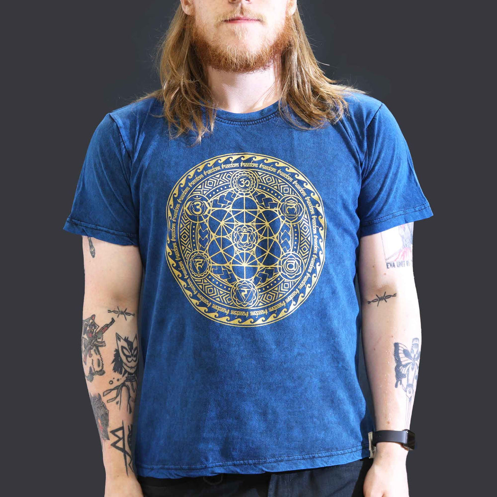 Nomad Sari Stonewashed T-Shirt - Chakra - Blue - Large