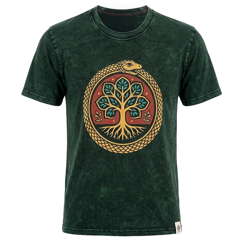 Nomad Sari Stonewashed T-Shirt - Tree of Life - Green - XL – view 5