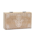 Mango Wood Square Box, Hamsa Whitewash