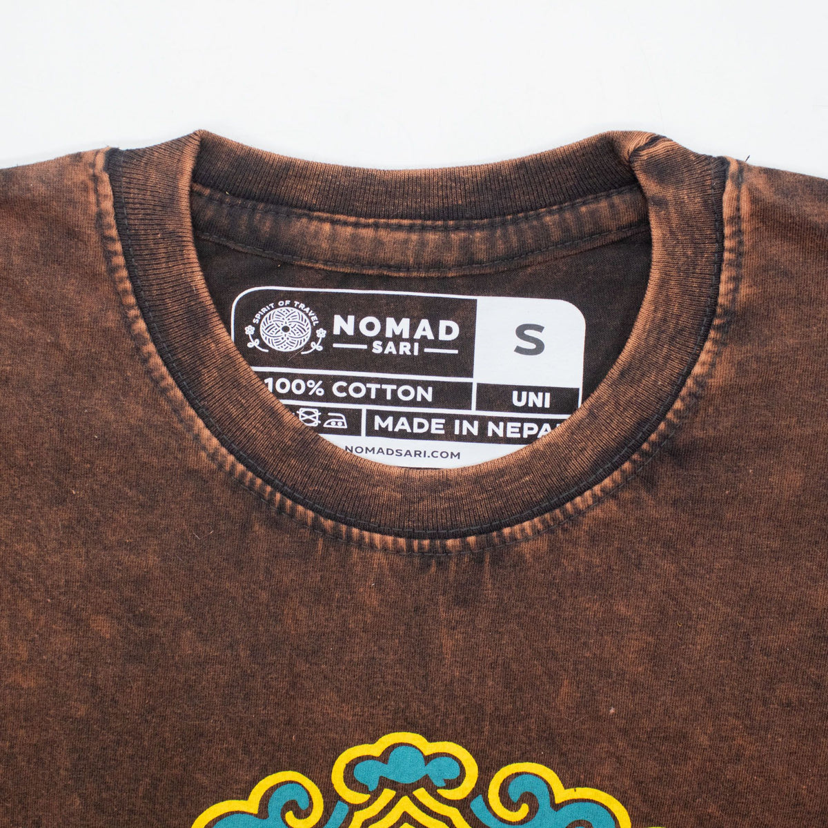 Nomad Sari Stonewashed T-Shirt - Sun & Zodiac - Brown - Small – view 4