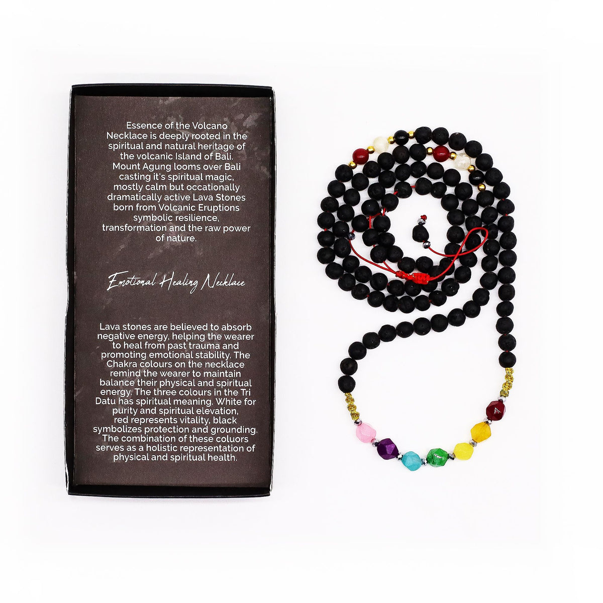 Chakra Lava Stone Necklace 42cm - Emotional Healing