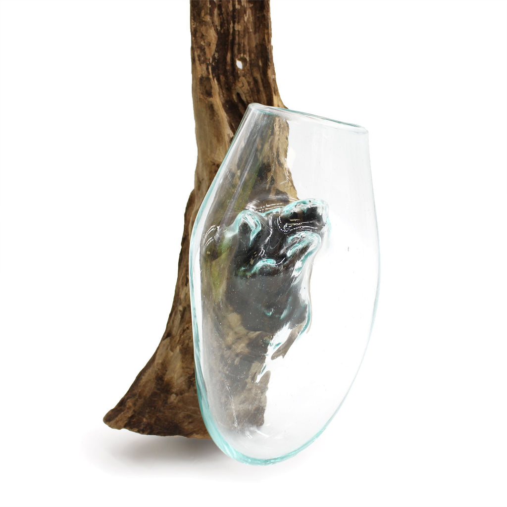 Molten Glass Hanging Bowl on Wood – view 7