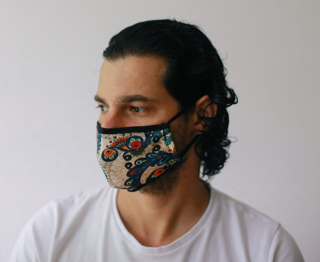 Reusable Fashion Face Covering - Golden Leaves Print – view 7