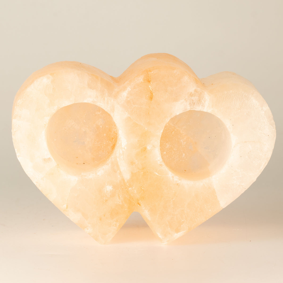 Double Heart Himalayan Salt Candle Holder, 1 kg – view 4