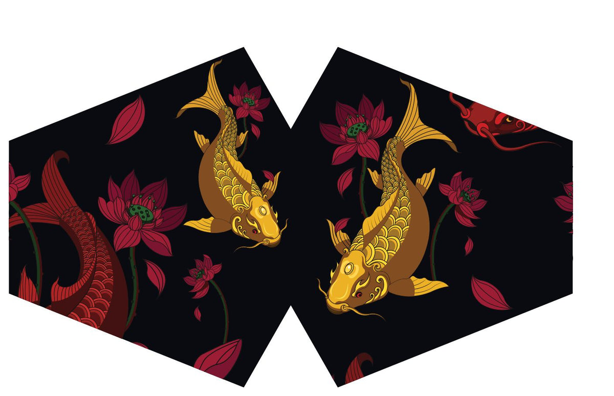 Reusable Fashion Face Covering - Golden Fish Print