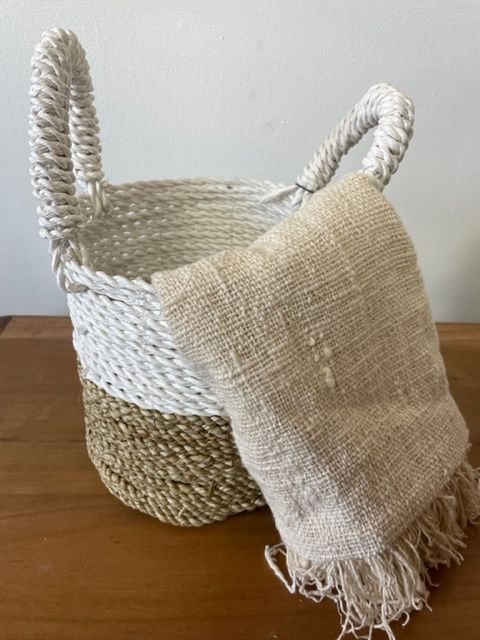 Seagrass Basket Set, 3 Pieces - Natural, White – view 10