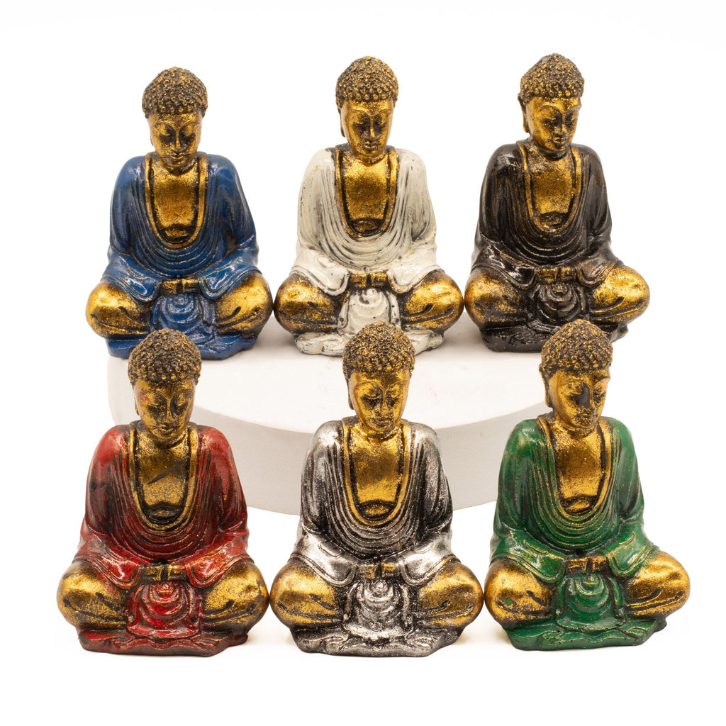 Gold Mini Buddha Statues - Assorted Colours, Set of 6