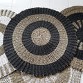 Round Seagrass Rug - Black & Tan Circles - 1m