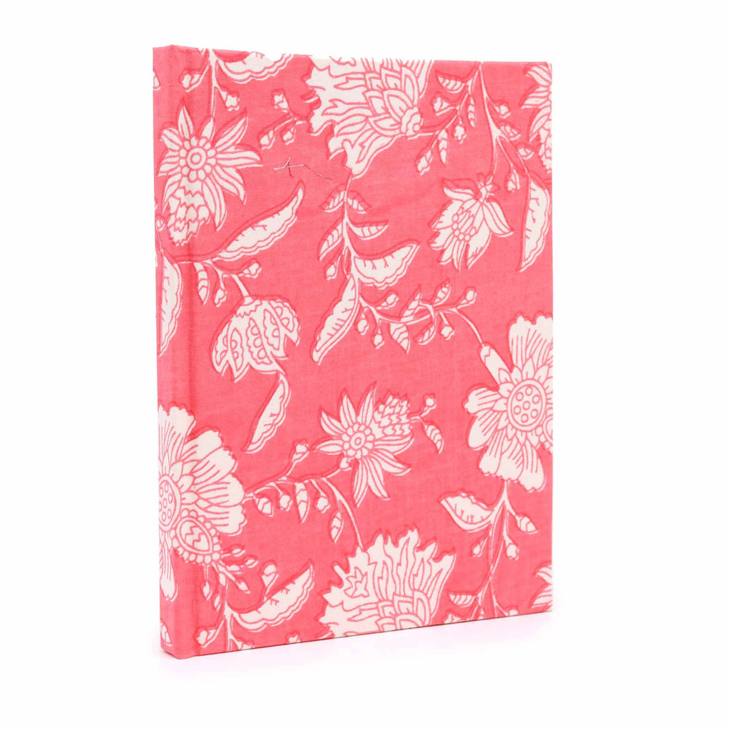 Pink Floral Cotton Bound Notebook 20 x 15 cm – 96 Pages