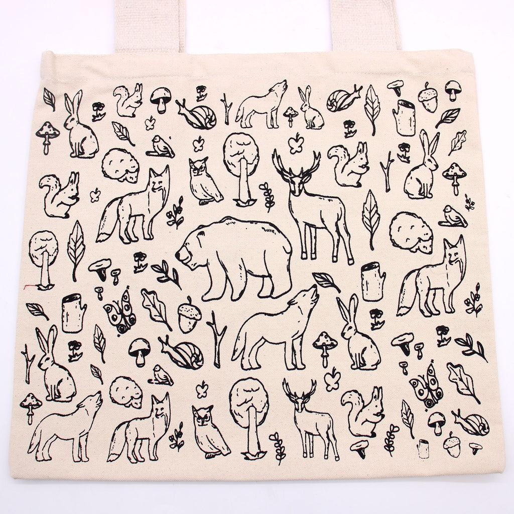 Big Cotton Shopping Bag 38x42cm Forest Life Print