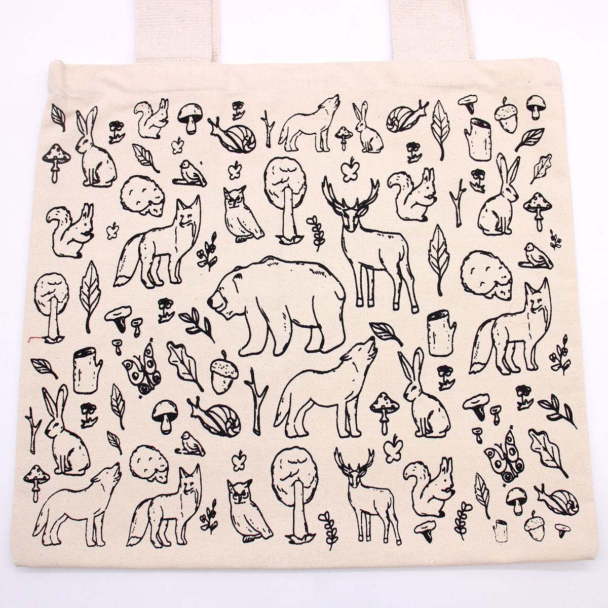 Big Cotton Shopping Bag 38x42cm Forest Life Print