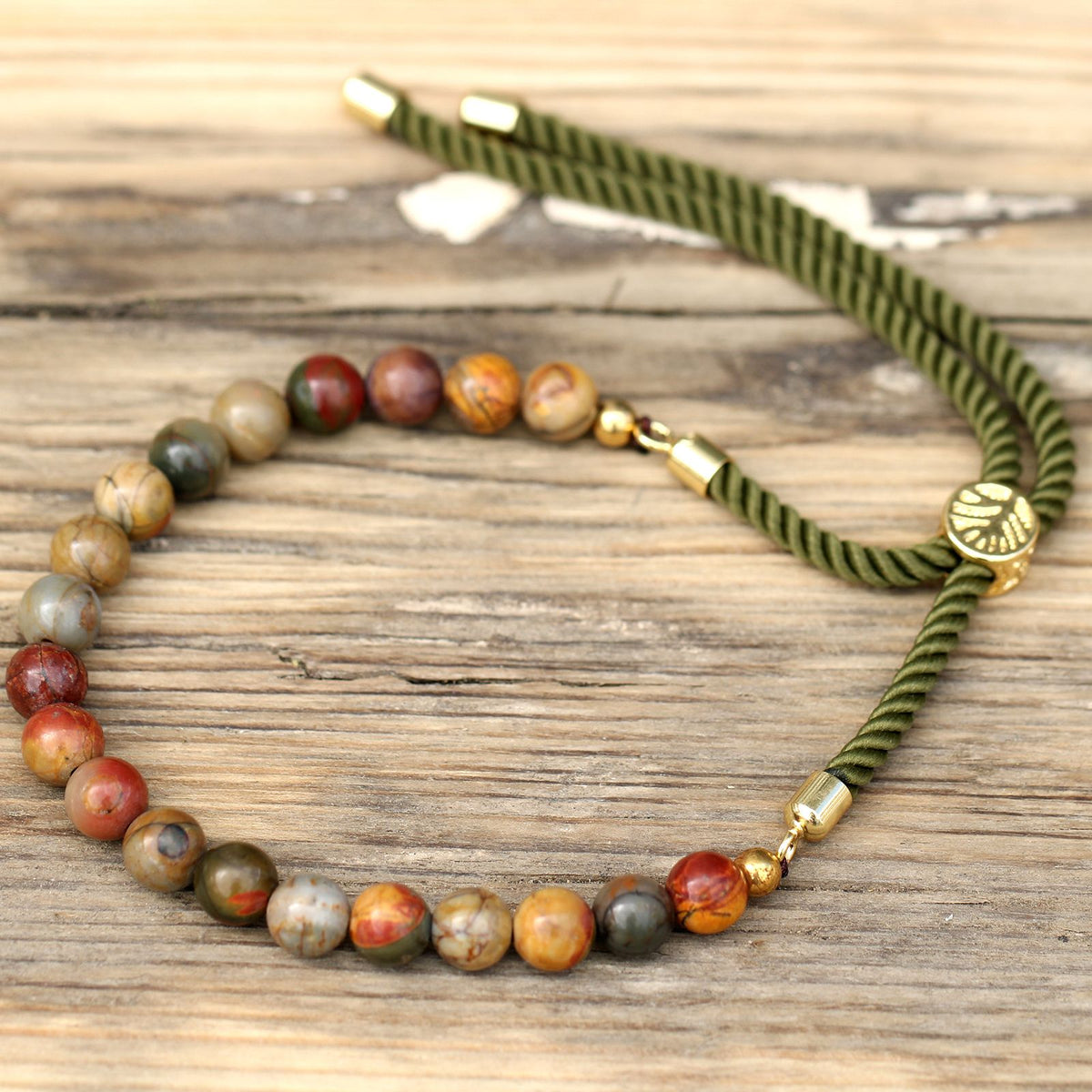 Picasso Jasper Gemstone Bracelet, Gold-Plated Sliding Toggle