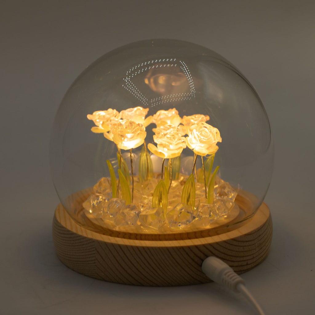 Floral Glow Dome - 10 Pink Roses, LED USB – view 7