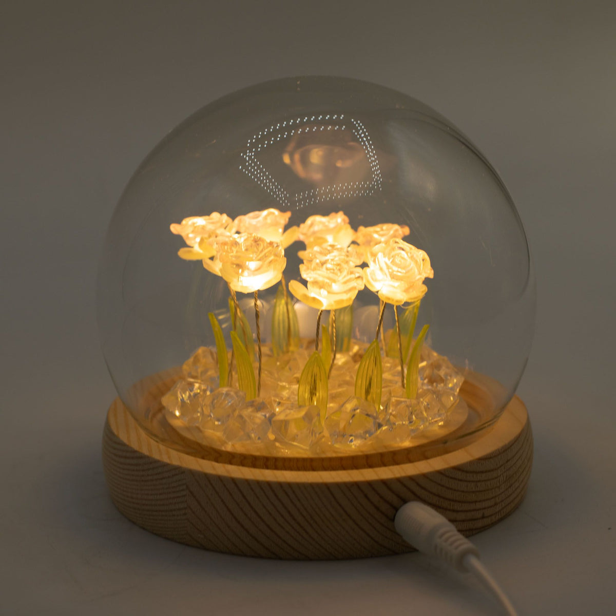 Floral Glow Dome - 10 Pink Roses, LED USB – view 7
