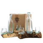 Molten Glass Whisky Set on Wood – view 2