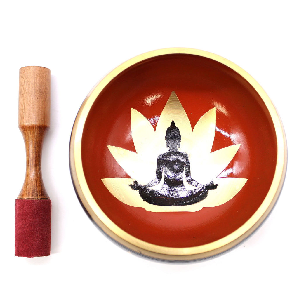 Large Buddha Singing Bowl Set - Black/Orange (14cm)