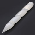 Selenite Spiral Wand 16 cm - Pointed One End