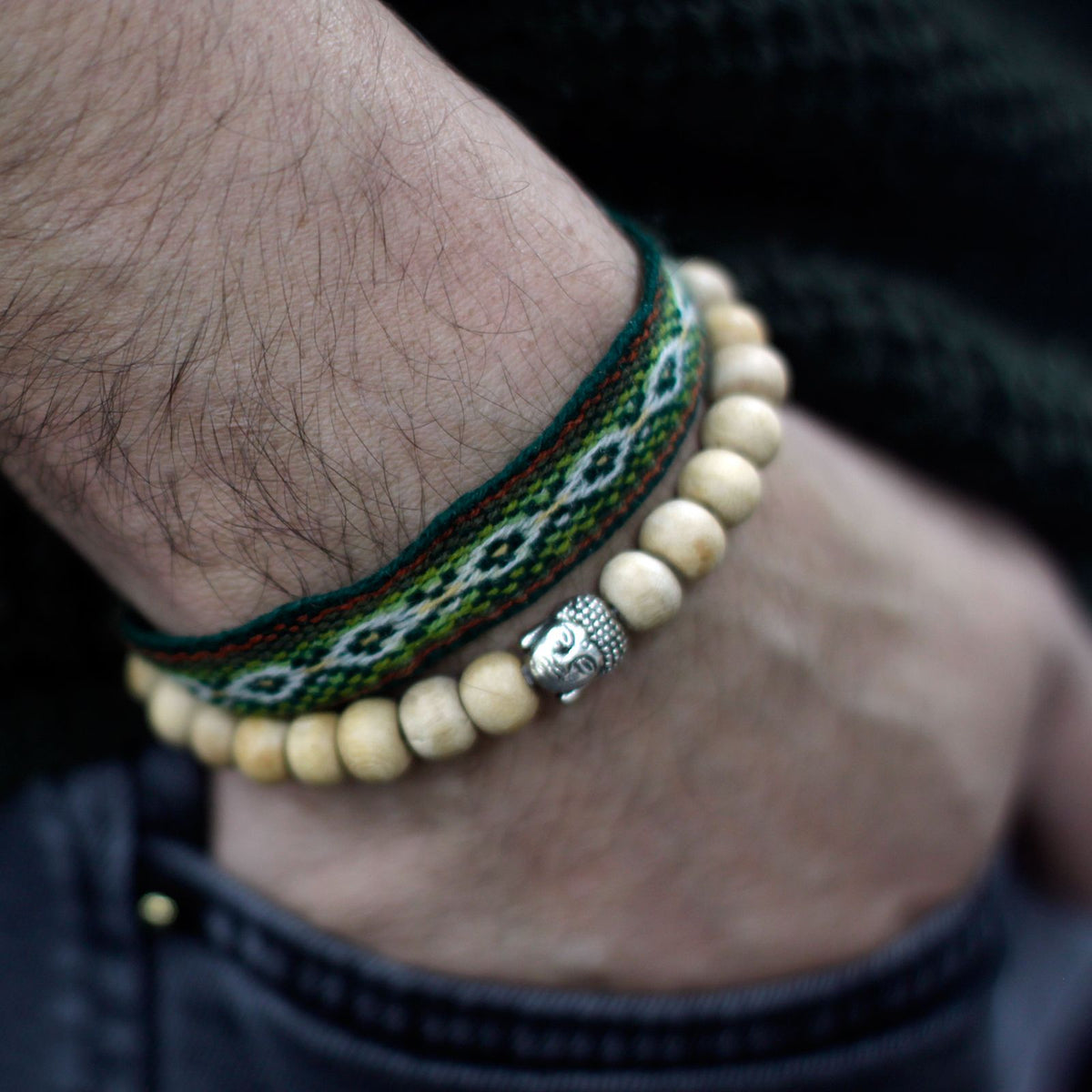 Sandalwood Beads Bracelet with Buddha Charm – view 2