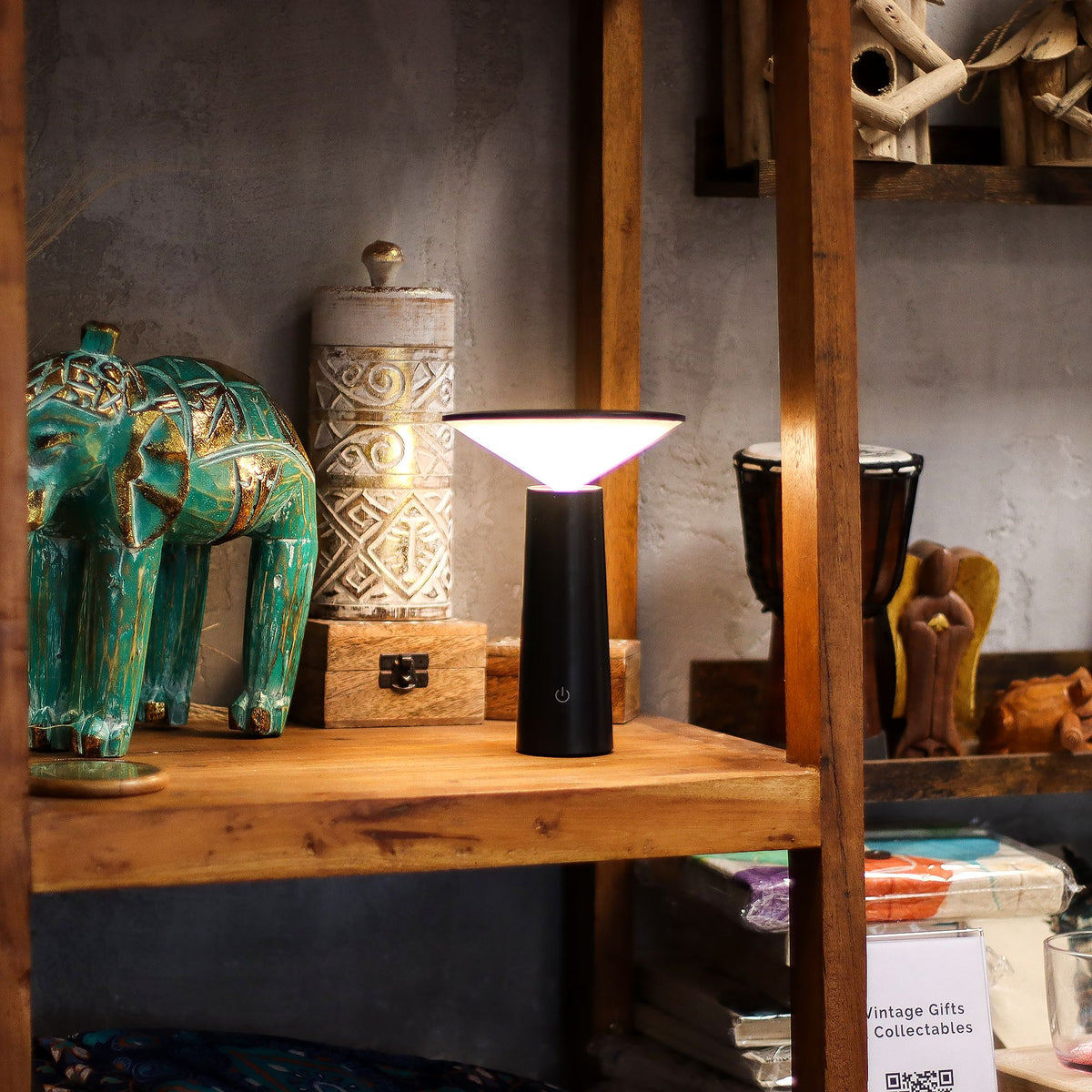 Touch Lamp, Black Mushroom Shape, USB-C Rechargeable – view 3