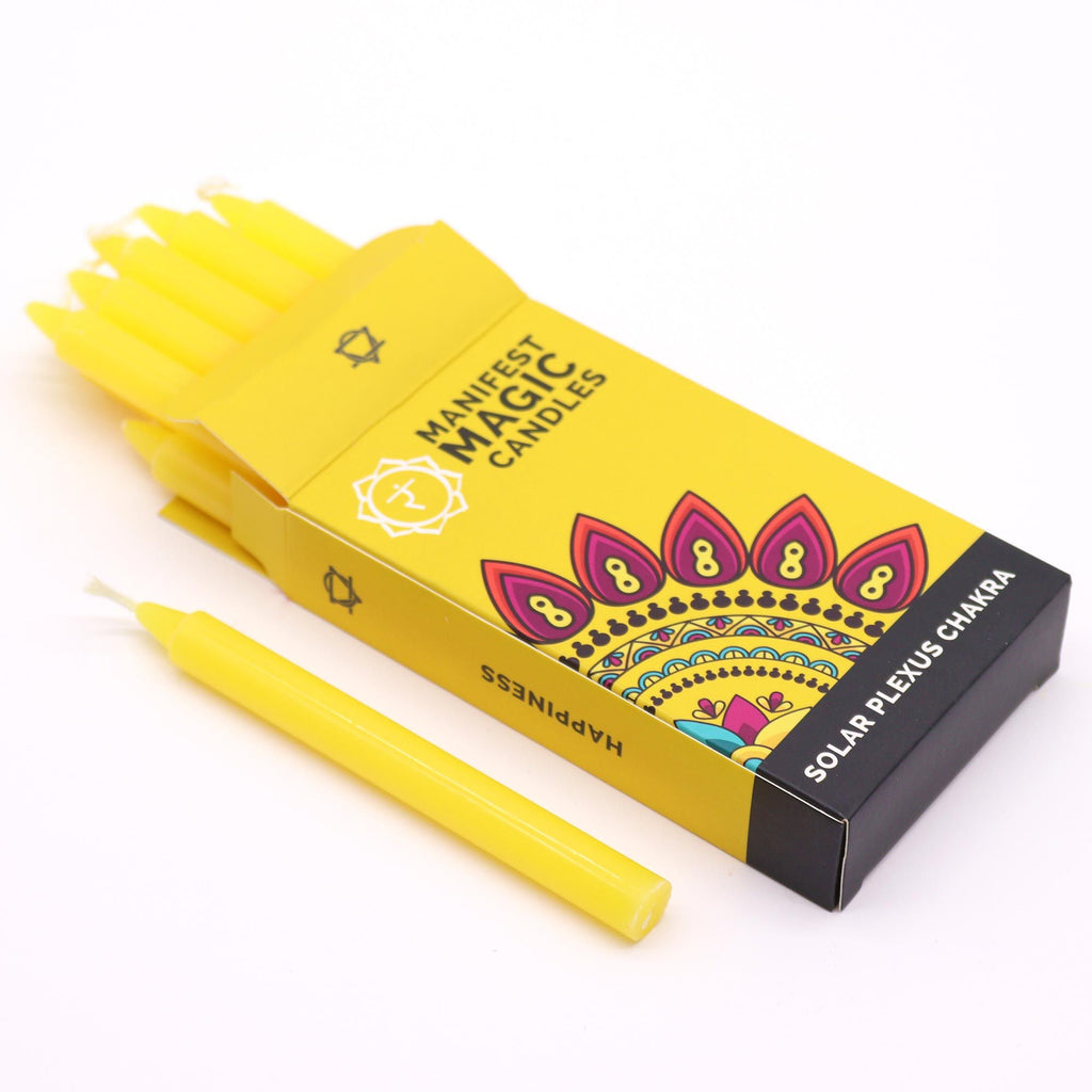 Manifest Magic Candles Pack of 12 - Yellow Solar Plexus Chakra
