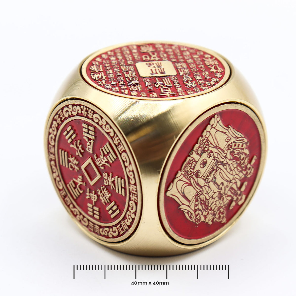Feng Shui Prosperity Cube Spinner, Red and Brass – view 4