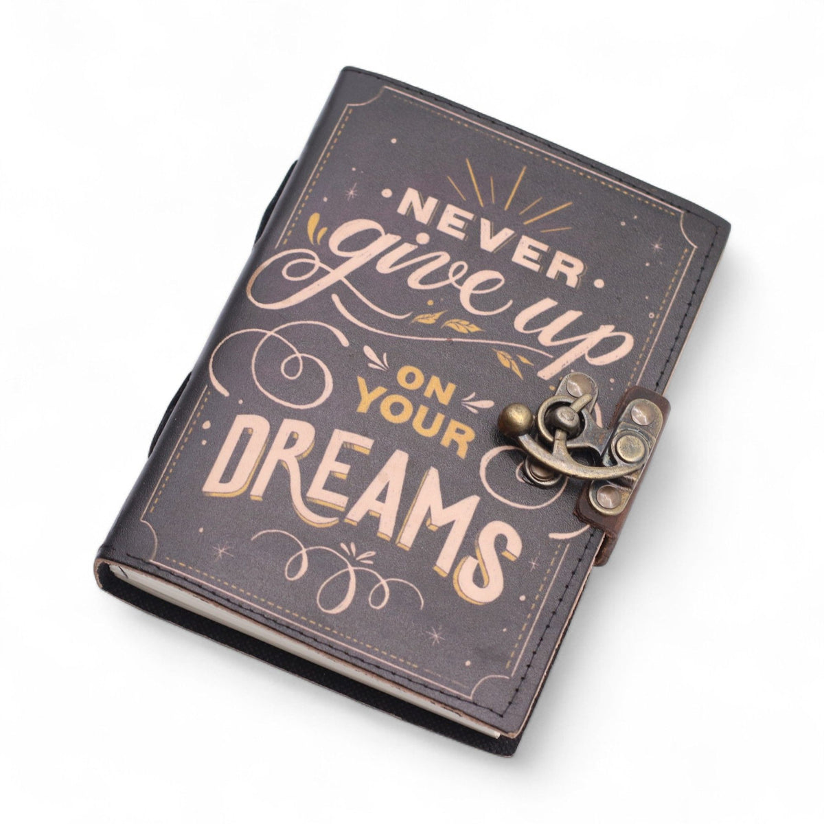 Leather Notebook, Never Give Up On Your Dreams – 17.5x13 cm – view 8