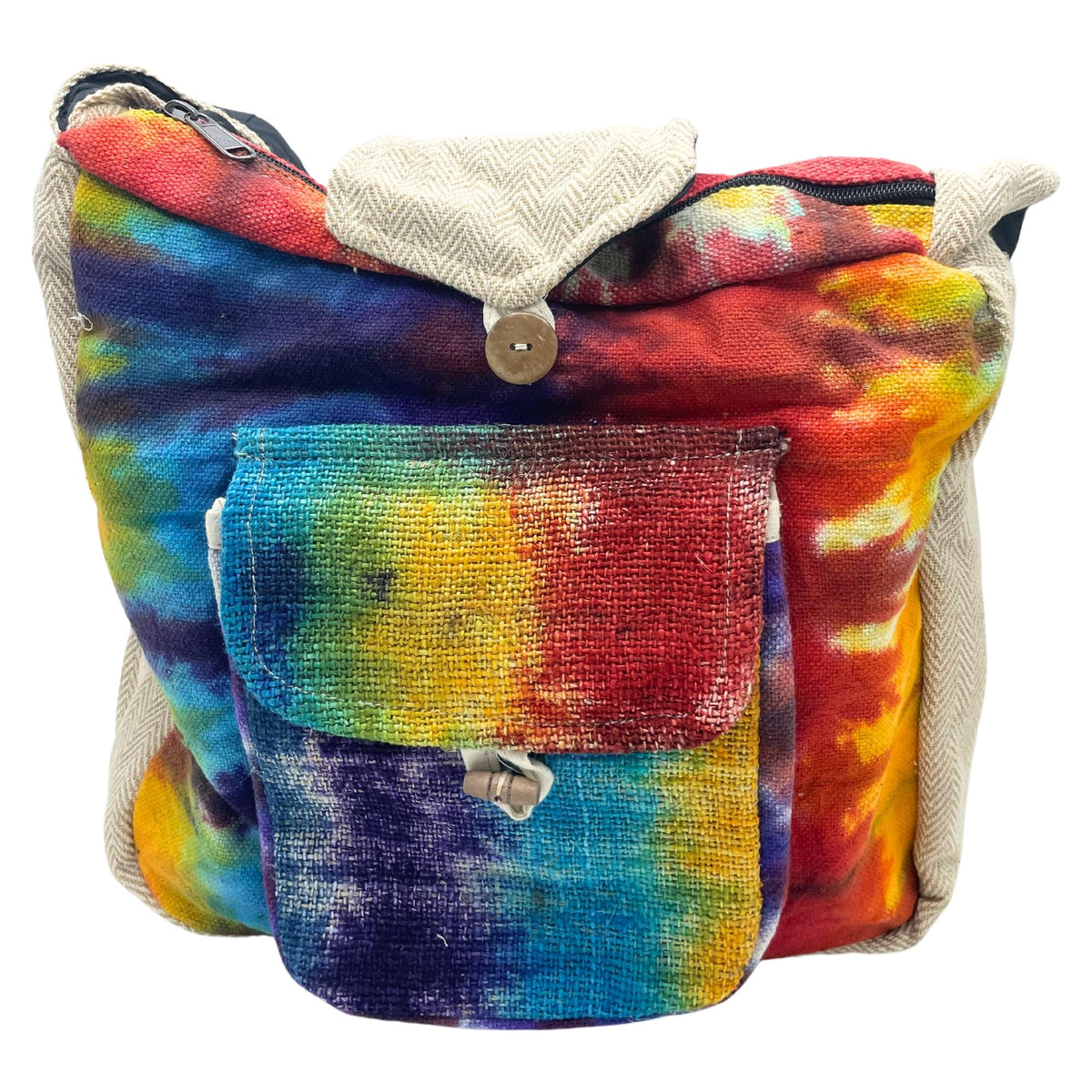 Tie-Dye Hemp Study Bag with Front Pocket