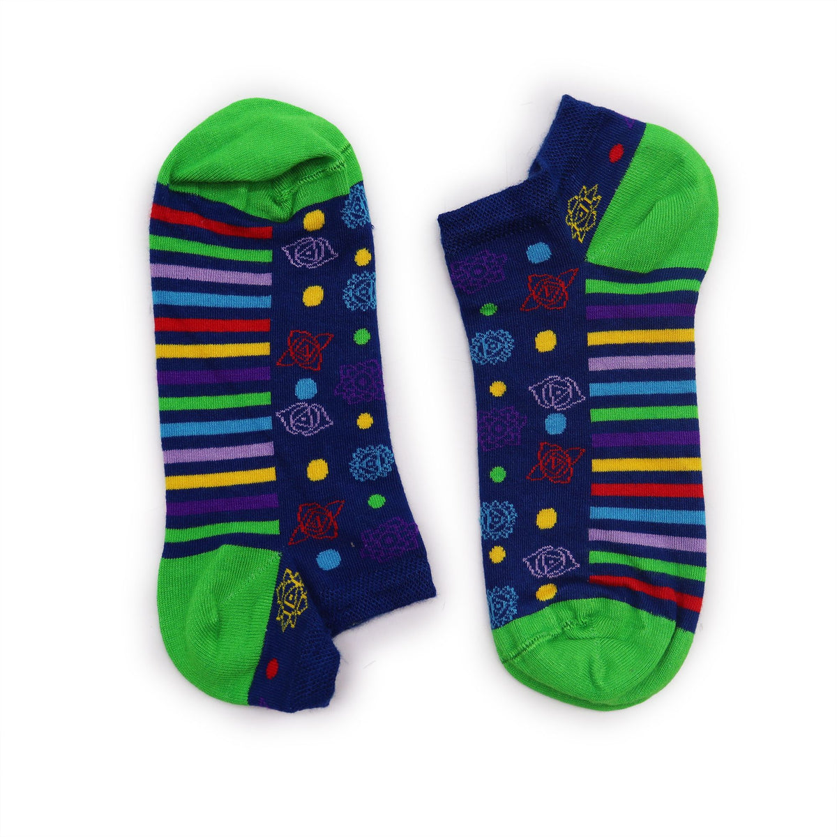 Hop Hare Bamboo Low Trainer Socks - 7 Chakra Design – view 4