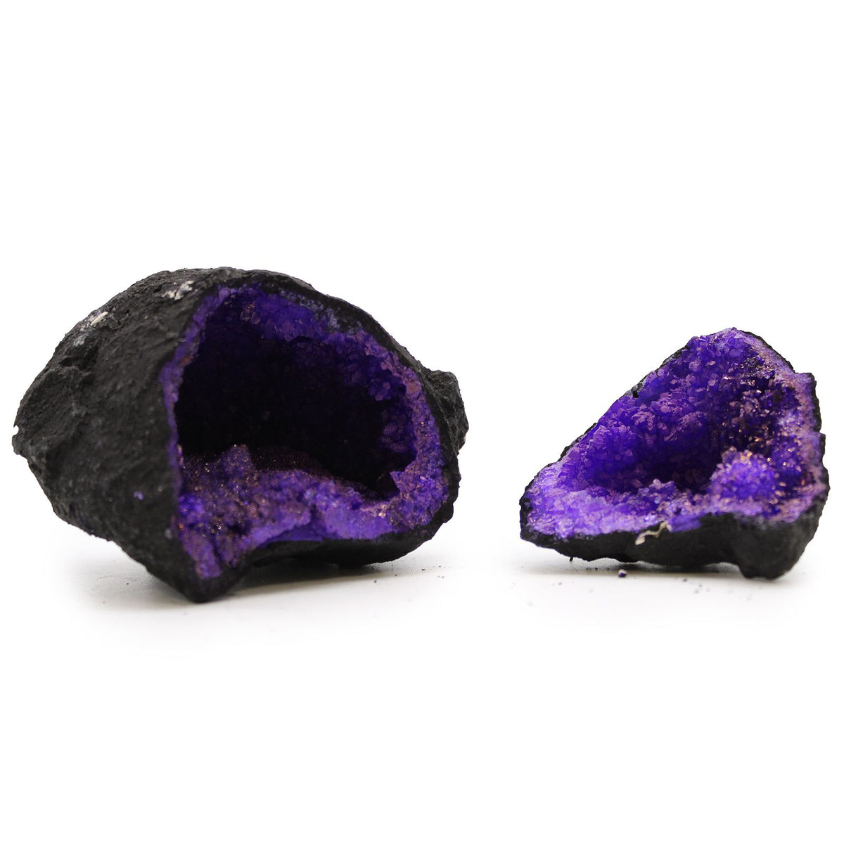 Dyed Purple Calcite Geode in Black Rock – 8.5 cm – view 3