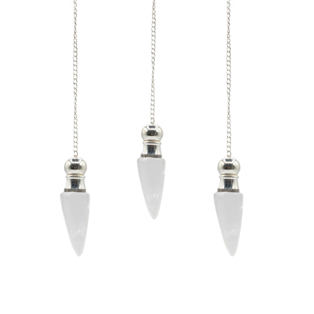 Secret Cavity Pendulum - Clear Quartz, Silver Plated