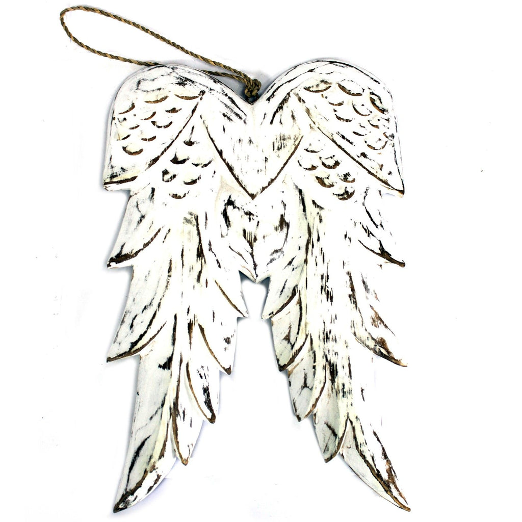 Hand Carved Double Angel Wing Wall Decor, 31 cm – view 2