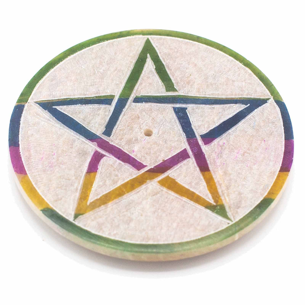 Soapstone Disc Incense Holder 8cm - Pentagon – view 3