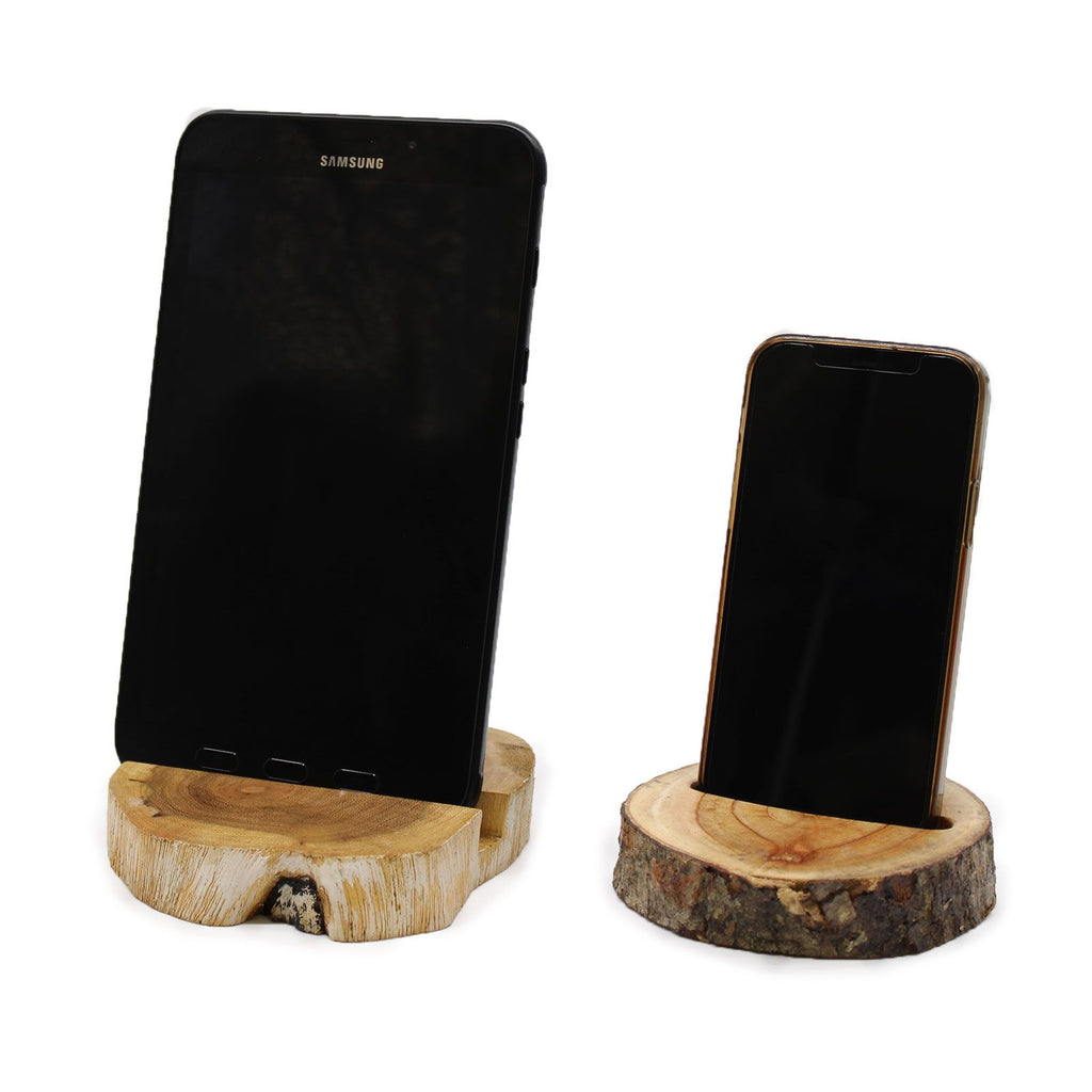 Large Gamal Wood Phone Holder - Whitewash – view 2
