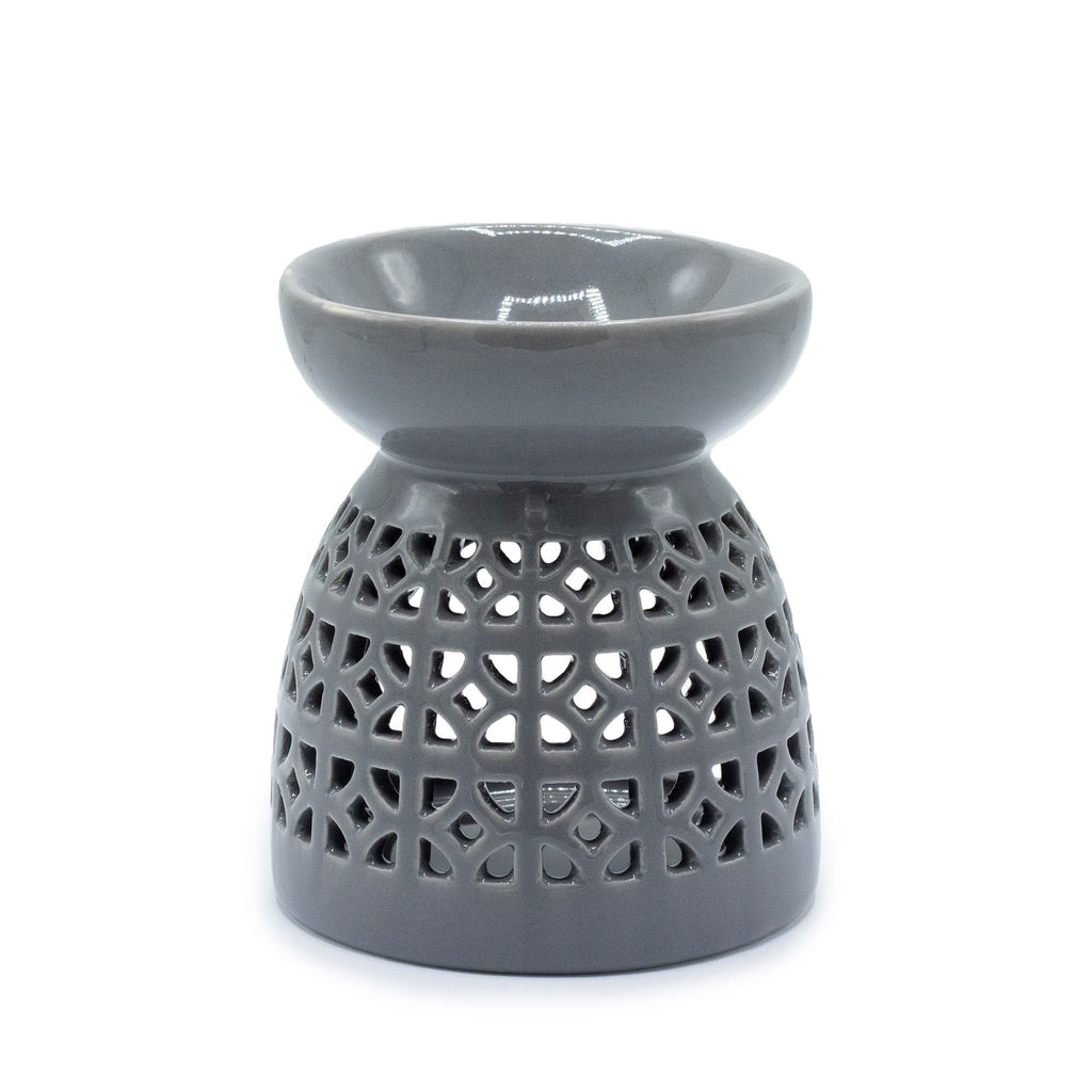 Moroccan Cutout Ceramic Oil Burner - Grey – view 2