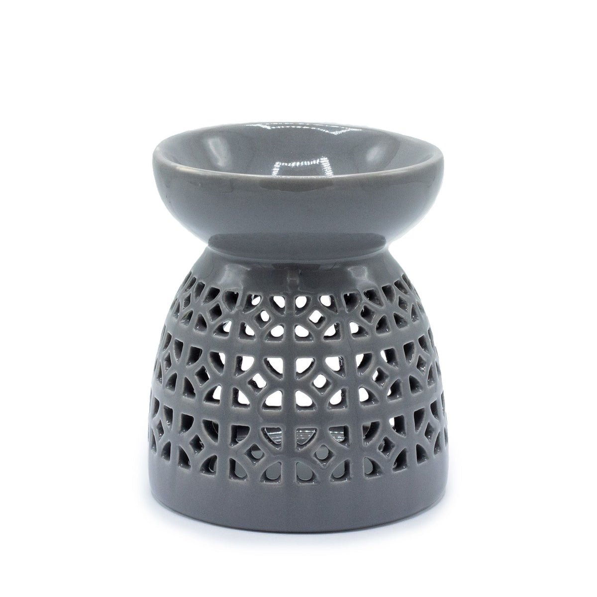 Moroccan Cutout Ceramic Oil Burner - Grey – view 2