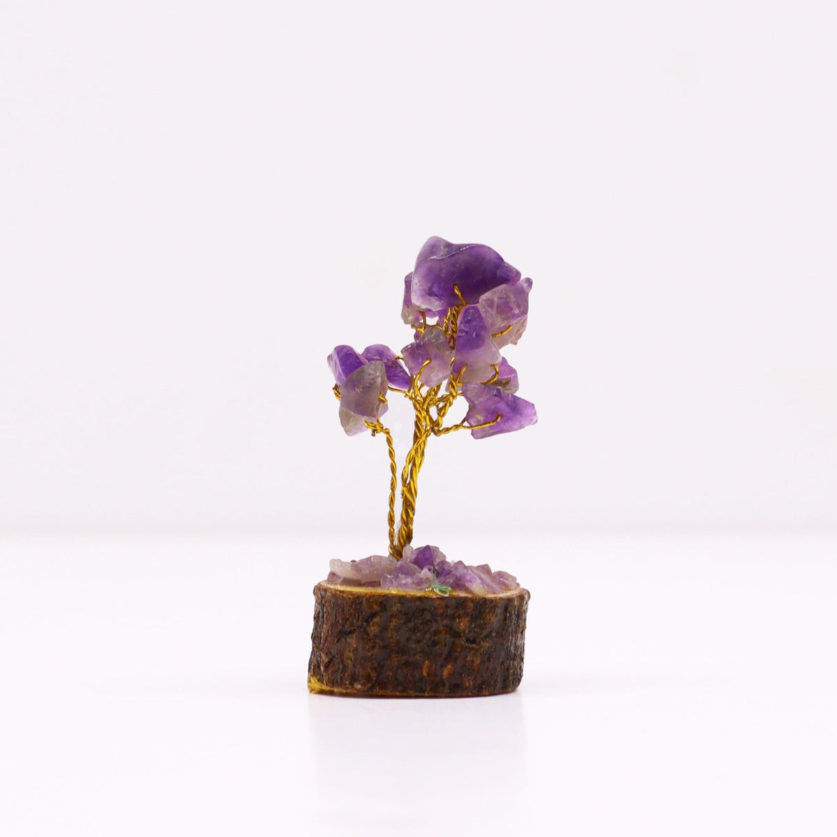 Amethyst Mini Gemstone Tree on Wood Base, 15 Stones