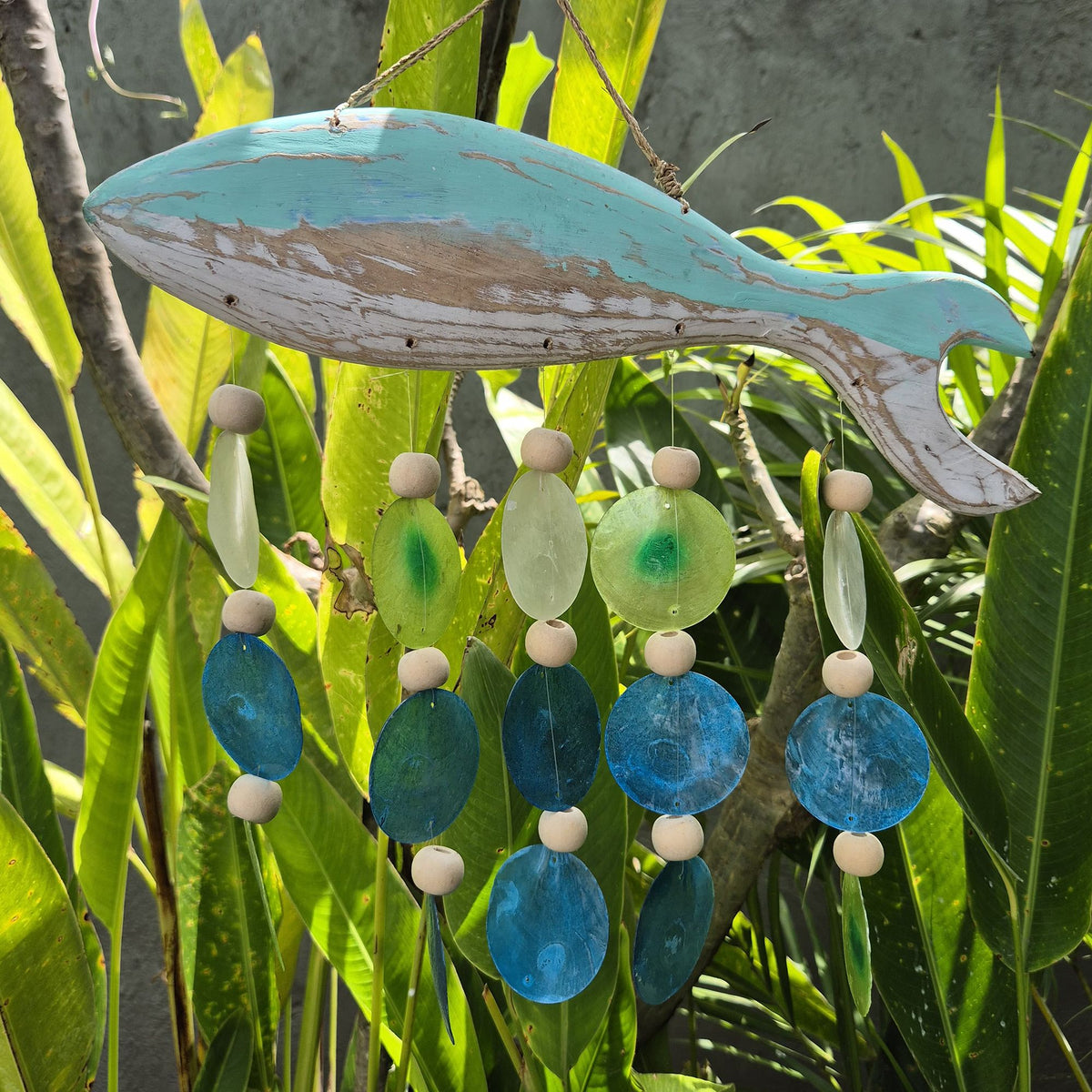 Aqua Fish Carving & Capiz Shell Wind Chime – view 4