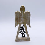 Mango Wood Angel - Whitewash, Iron Holly Cut-Out – view 2